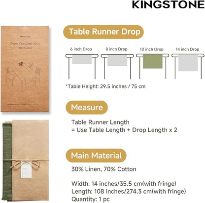 14 x 108 Inches Frayed Edge Table Runner, 270G Heavyweight Sand Washed Slub - Image 2