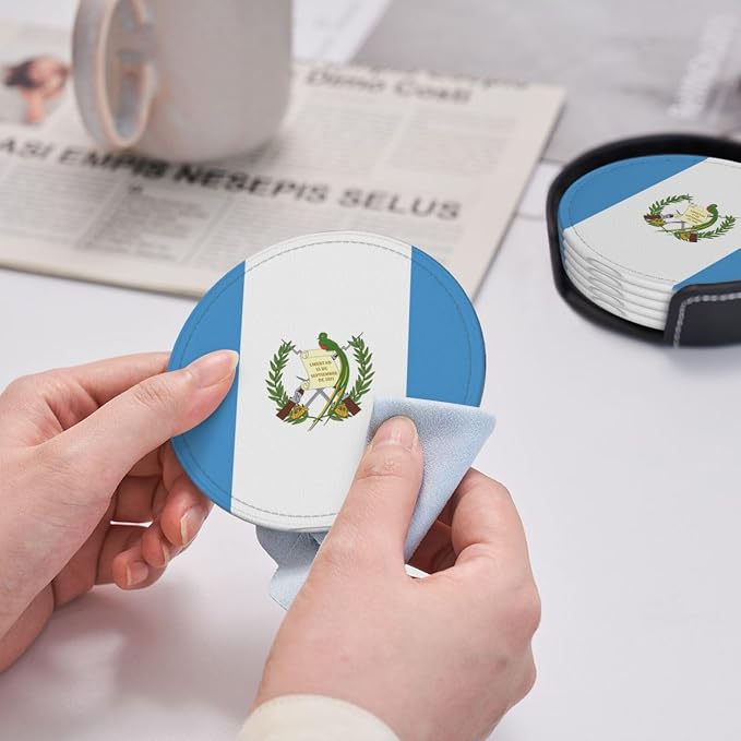 6 Pack Guatemala Flag Leather Coaster - Image 6