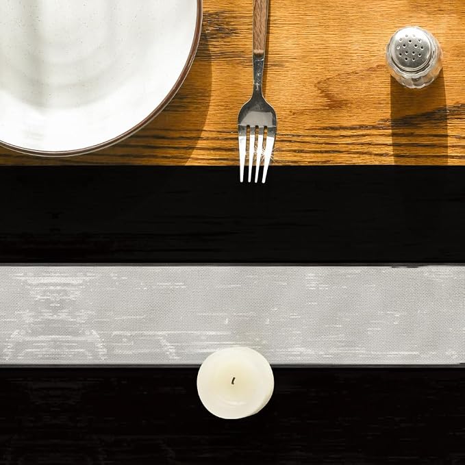 Artoid Mode Black and White Retro Rustic Wood Texture Table Runner, Seasonal - Image 7