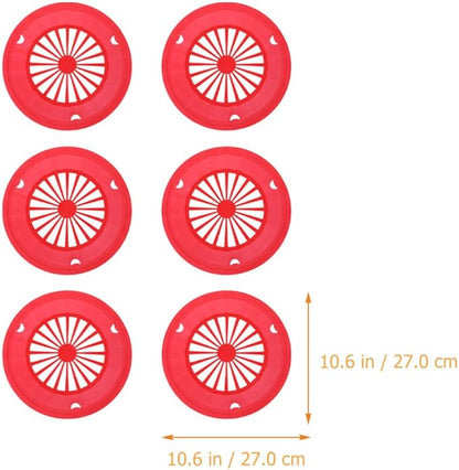 Bbq Hollow Serving Plates 6pcs Red Hollow-out Food Plates Reusable Party Picnic Supplies Commercial Food Serving Tableware