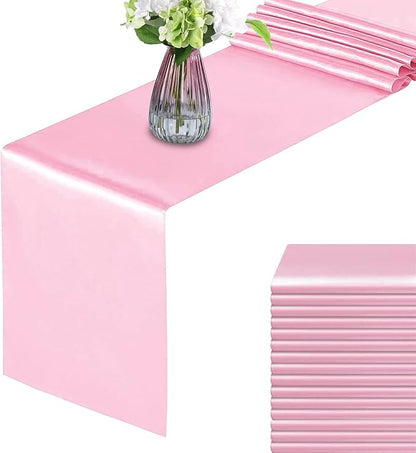 Pink Table Runners, 12x108 Inches, 15 Pack | Satin, Silk and Smooth Fabric by HMQIANG