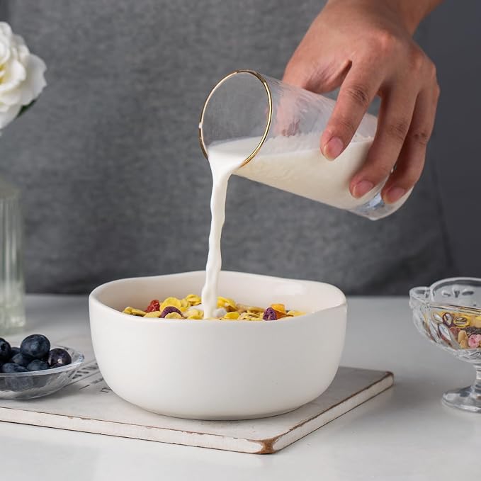 AmorArc Stoneware Cereal Bowls for Kitchen, 28oz Large Ceramic Soup Bowls Set - Image 5