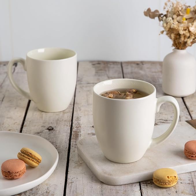 AmorArc 16 oz Coffee Mugs Set of 6, Large Ceramic Coffee Cups-Light Beige | - Image 6