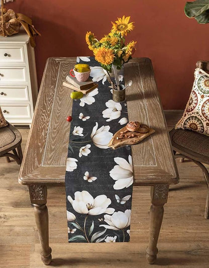 Farmhouse Floral Short Table Runners 36 Inches, Cotton Linen Fabric Table - Image 4