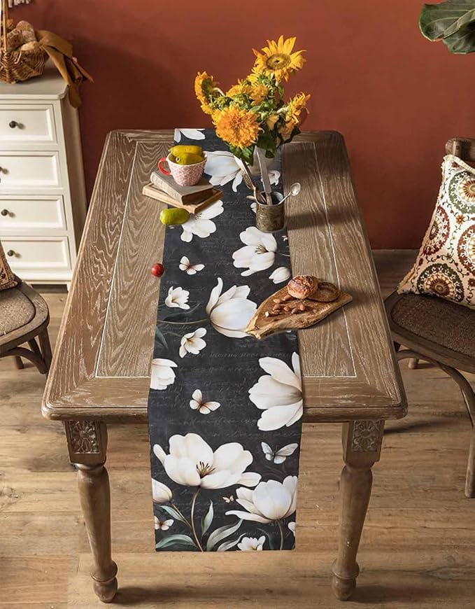 Farmhouse Floral Table Runners 90 Inches Long, Cotton Linen Fabric Table Runner - Image 4