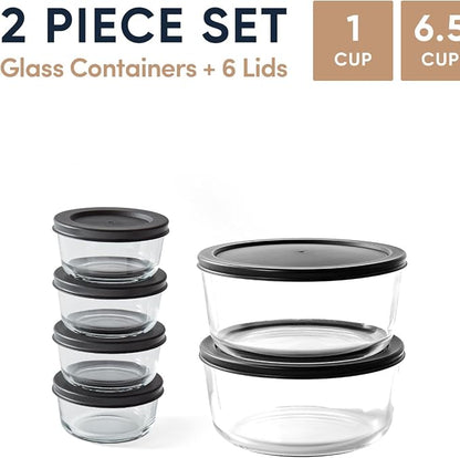 12-Piece Glass Food Storage Containers Set | 1-Cup & 6.5-Cup, Leakproof | - Image 2