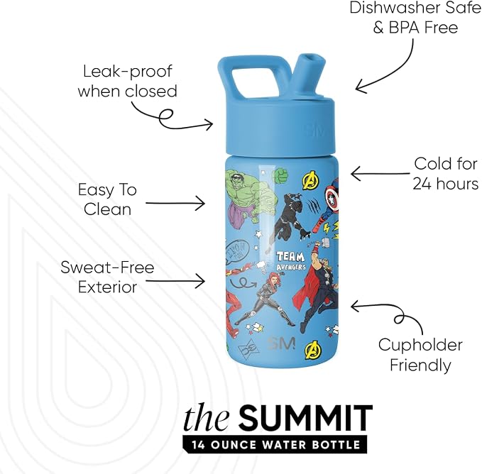 Simple Modern Marvel Avengers Kids Water Bottle & Toddler Cup | 14oz | - Image 3