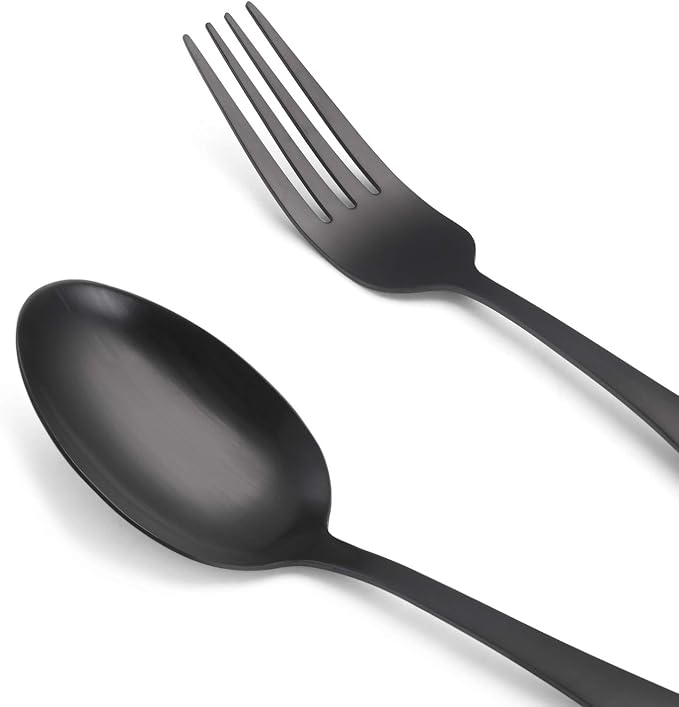 Matte Black Silverware Set, Satin Finish 20-Piece Stainless Steel Flatware set - Image 3