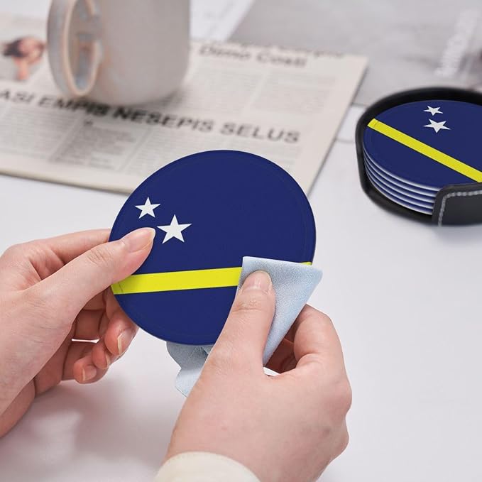 6 Pack Curacao Flag Leather Coaster - Image 6