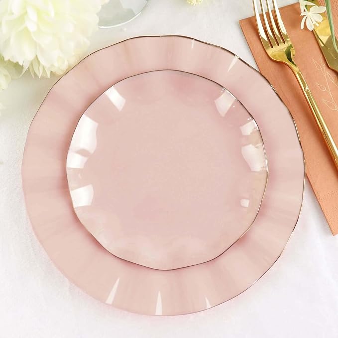 Efavormart 10 Pack | Blush/Rose Gold 6" Round Plastic Dessert Salad Plates by efavormart