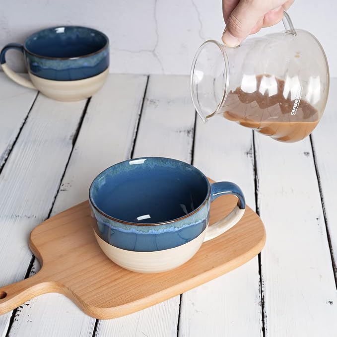 Ceramic Jumbo Coffee Mug Set of 2, 23 Oz, Large Mug Soup Bowls - Image 5