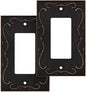 French Cabriole Decorative Wall Plate Switch Plate Outlet Cover (Single Decorator, 2 Pack, Aged Bronze)