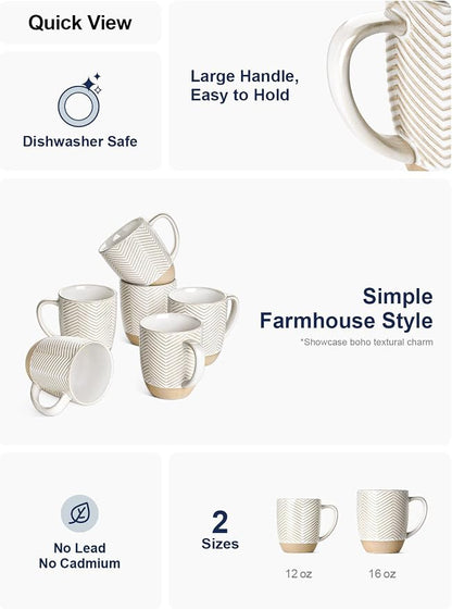 LE TAUCI Coffee Mugs 16 oz, Ceramic Mug Set, Embossment Cups - Image 5