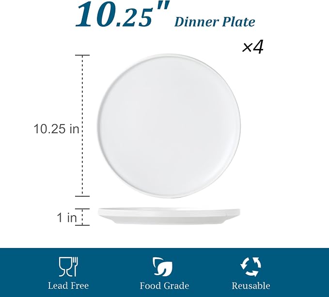Ceramic Dinner Plates, 10.25 Inch, Set - Image 3