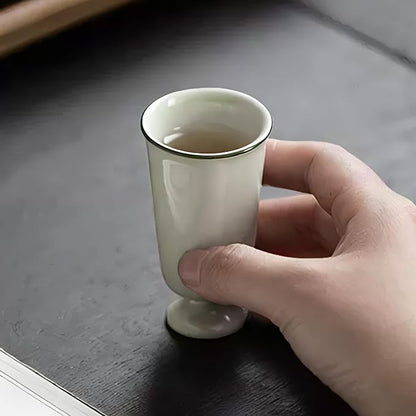 KAMMAK Ceramic Tea Cups Set of 2, 1.1 oz, Vintage Small Teacups, 718N | Hand - Image 3