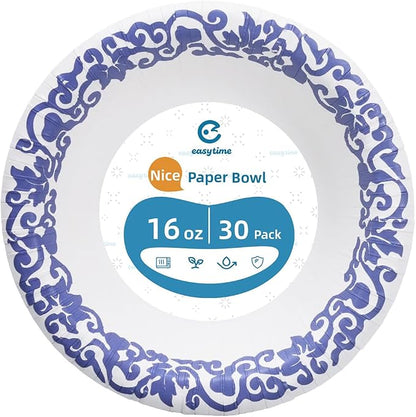30 Count Paper Bowls 16 Oz, Large Bowls Disposable Heavy Duty, Microwave & - Image 8
