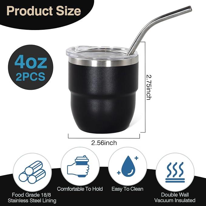 CHLJAR Espresso Cups, 4oz Insulated Espresso Cup Set of 2, Espresso Shot Cups - Image 2