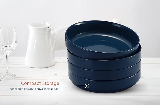 KooK Ceramic Large Pasta Bowls, Microwave and Dishwasher Safe, Shallow Serving - Image 5