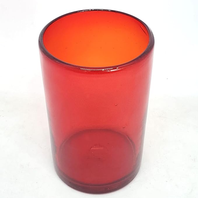 Solid Ruby Red 14 oz Drinking Glasses, Recycled Glass, Toxin-Free - Image 4