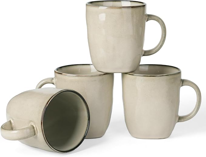 famiware Coffee Mugs Set of 4, Ocean Square 13oz Coffee Cup Set by Famiware