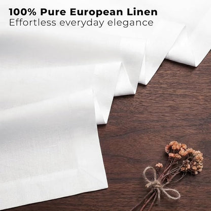 Classic Linen™ by D'Moksha White Table Runner 60 Inches, 100% Pure Linen - Image 2