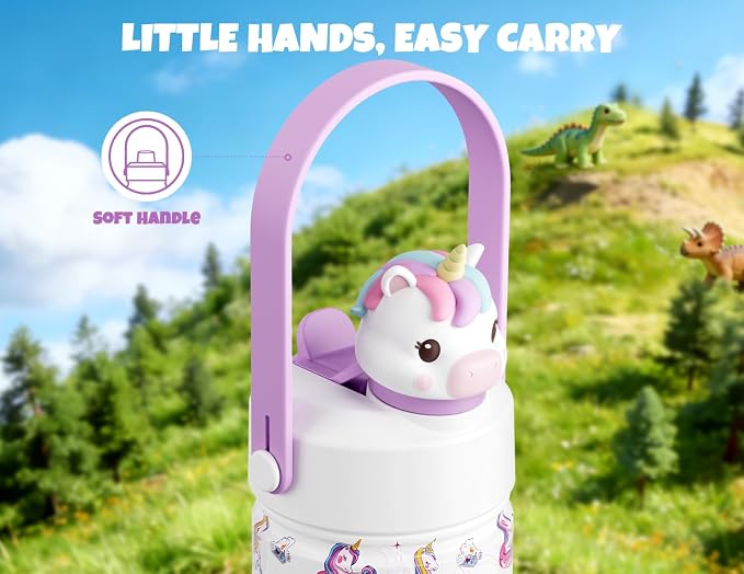 POWCAN Kids Water Bottle for School: 2-in-1 Straw Spout Lid - Image 6