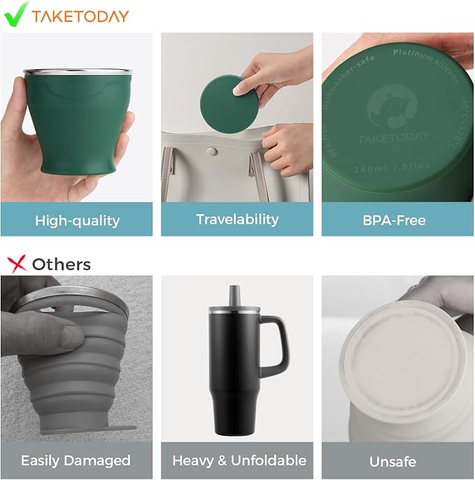 TakeToday Collapsible Cup 8 oz, Foldable - Image 2