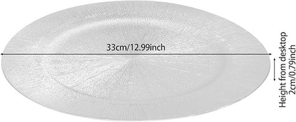 100 Pcs Antique Charger Plates Bulk, 13in Reusable Serving Plates Embossed Rim Plastic Party Dinner Plate Chargers Round Decorative Server Plate for Wedding Party Event Tableware