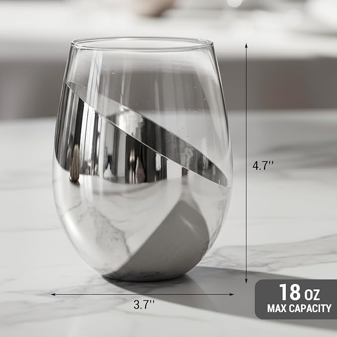 MyGift Modern Stemless Wine Glass Set of 6 - Image 3