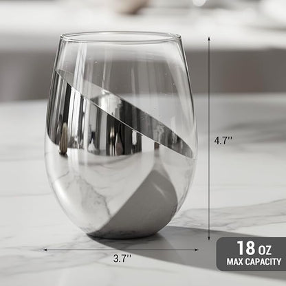 MyGift Modern Stemless Wine Glass Set of 6 - Image 3