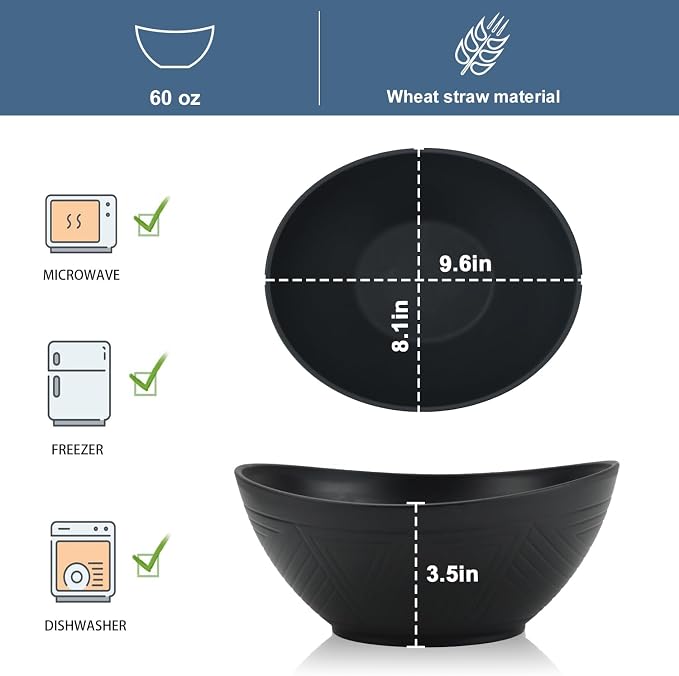 65oz Large Salad Bowls Black - Image 3
