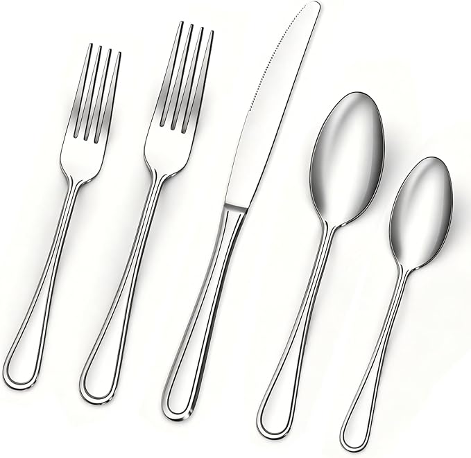 BEWOS 20 Piece Stainless Steel Silverware Set by BEWOS