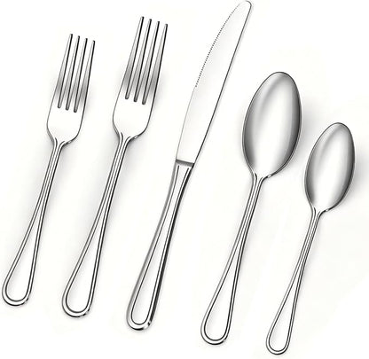 BEWOS 20 Piece Stainless Steel Silverware Set by BEWOS