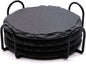 4 PCS Round Slate Drink Coasters Set, SIJDIEE 4 Inch Laser Engraving Black by SIJDIEE