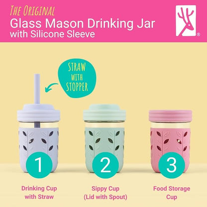 Elk and Friends Kids + Toddler Glass Cups | The Original 8oz Glass Mason Jar - Image 2