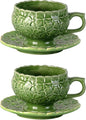 KAMMAK Tea Cups and Saucers Set of 2, 8.5 oz Porcelain Coffee Cups, 561N | by KAMMAK