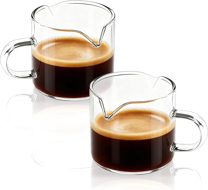 BCnmviku Shot Glasses Espresso Parts Double Spouts Milk Cup Clear Glass by BCnmviku