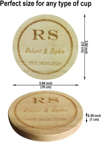 Personalized Wooden Coasters, Custom Engraved Monogram Coasters, Great Gifts for Relatives, Friends or Yourself (Set of 4)