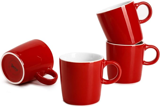 Sweese 3.5oz Porcelain Espresso Cups Set of 4, Mini Coffee Mugs Demitasse Cups by Sweese