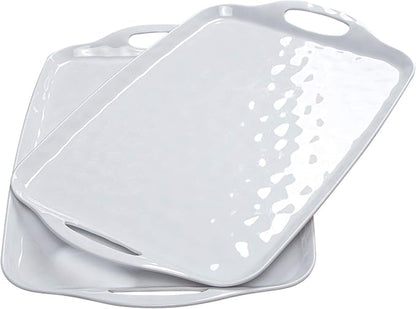 TP Large Serving Trays with Handles, Pure White | Rectangular Trays, Serving by TastePrime