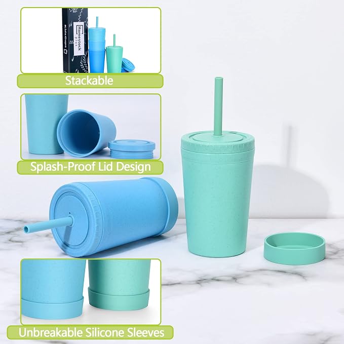 Homestockplus Reusable Wheat Straw Cups - Image 5