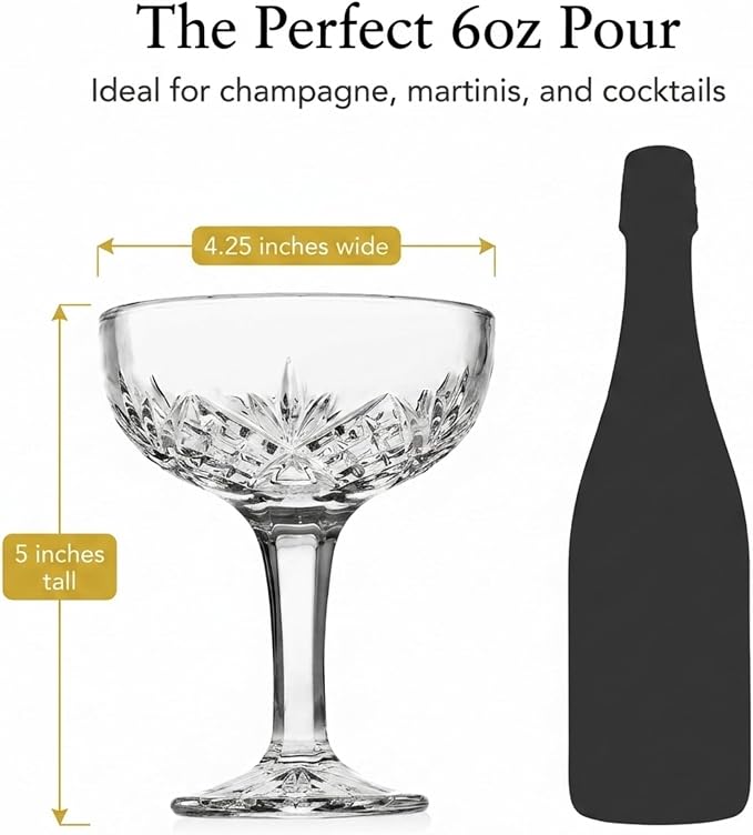 Godinger Champagne Glasses, Champagne Glass Set, Coupes Barware Martini Glasses - Image 3