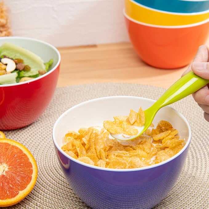Set of 6 Large Bowls, 5.5-Inch 30.4 OZ ColorPop Melamine Bowls, Unbreakable - Image 2