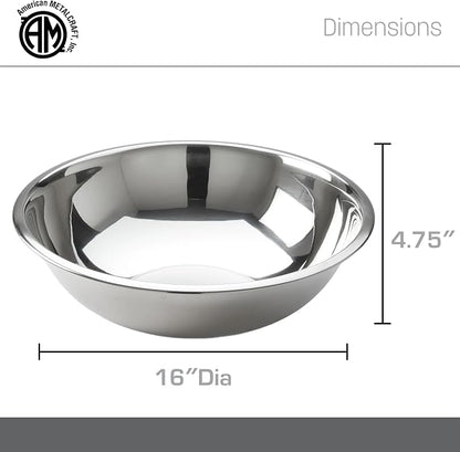 American Metalcraft 16" Stainless Steel Mixing Bowl - Image 4