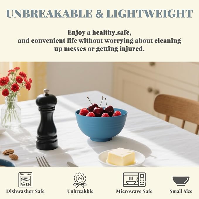 Unbreakable Wheat Straw Small Bowls 10 OZ Mini Dessert Bowls Lightweight - Image 3