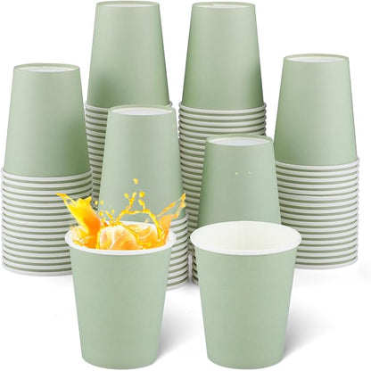NatNarr 100 Pack Sage Green Paper Cup, 9oz Sage Green Baby Shower Cups | by NatNarr