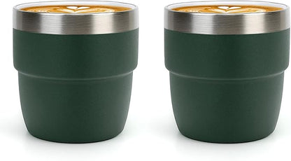 Zenbo 4 oz Espresso/Coffee Cups, Ceramic-Lined Double Wall Vacuum Insulated by Zenbo