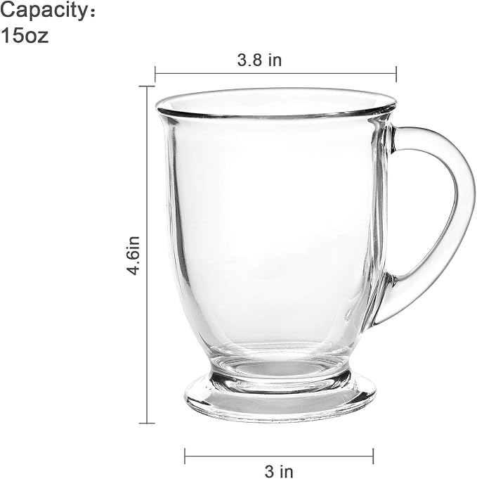 Accguan 15oz/450ml Glass Coffee Mugs - Image 2