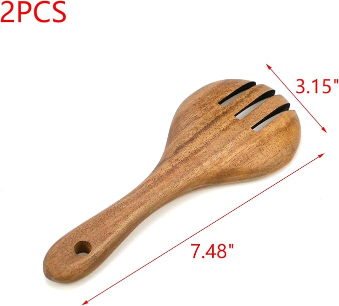 MY MIRONEY 2PCS Acacia Salad Forks | Wooden Salad Server 7.48" Wood Claws - Image 2