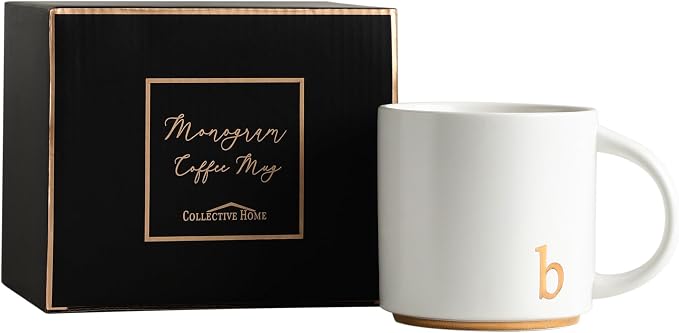 COLLECTIVE HOME Ceramic Coffee Mug, 15 oz Monogram Cup - Image 4